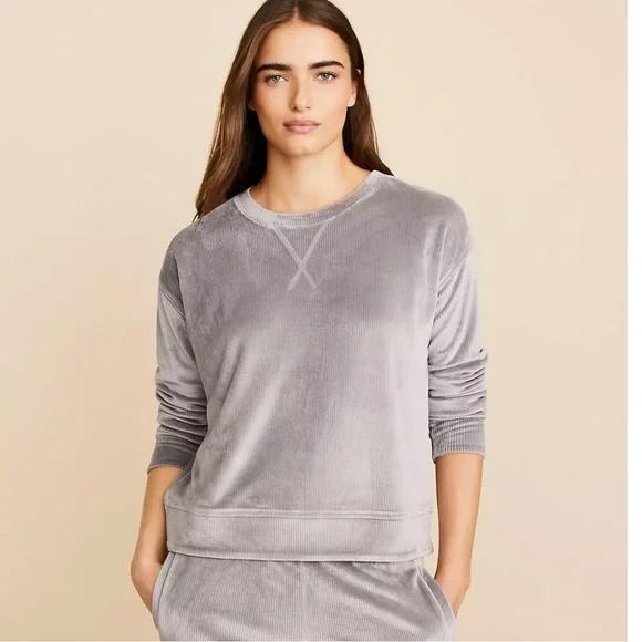 Lou & Grey Ribbed Dark Gray Sweater Top Size XS - Picture 1 of 8